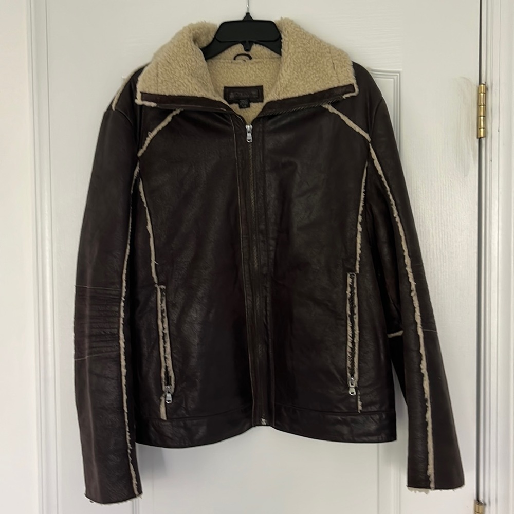 COPY - Aldo Mens Coat Brown Aviator genuine Leather Jacket